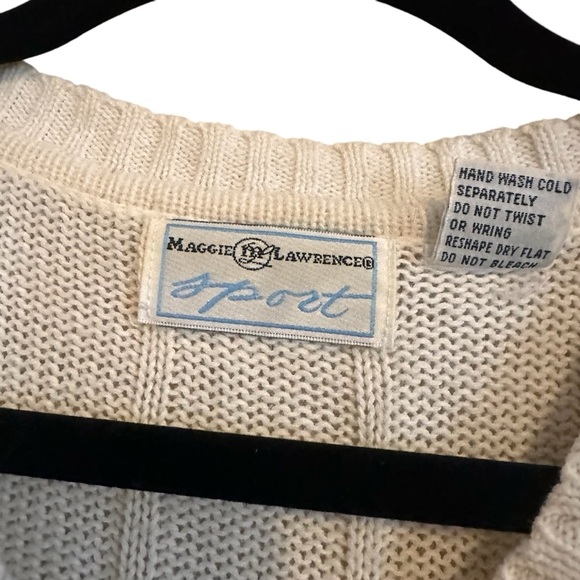 Vintage Maggie Lawerence Sport White Cotton Blend Cable Knit Sweater Size Small - Picture 4 of 12
